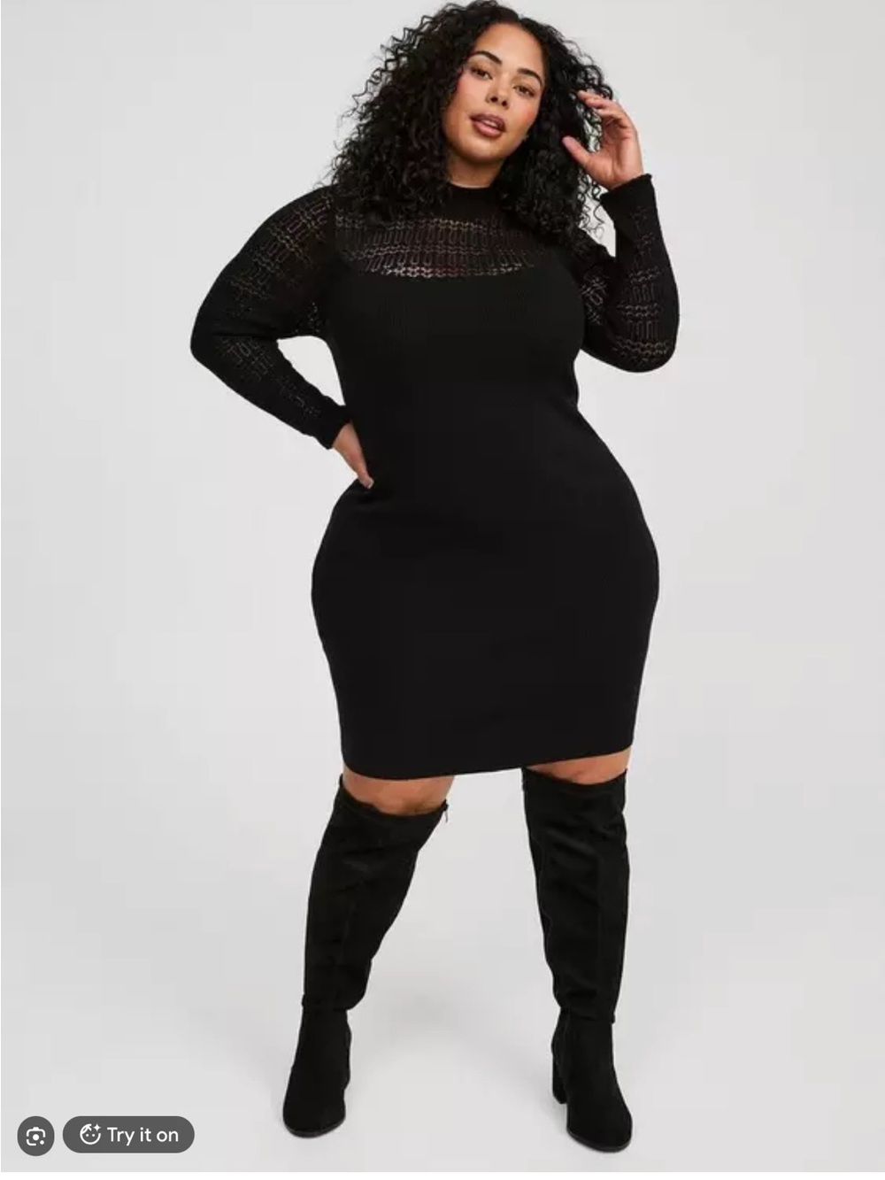 Torrid Mini Long Sleeve Rib Pointelle Mock Neck Sweater Dress 4x NWT